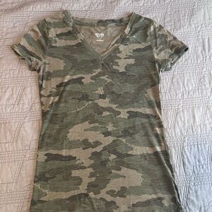 Mossimo Supply Co. Green Camo V-Neck Tee